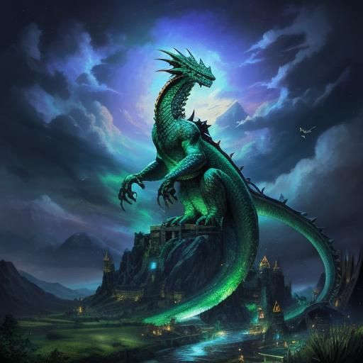Dragon Kingdom Illuminated: A Fantasy Scene