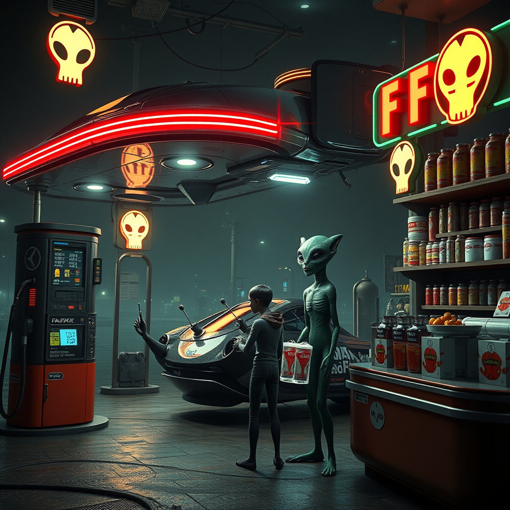 Extraterrestrial Spacecraft Refuels at Alien Gas Station