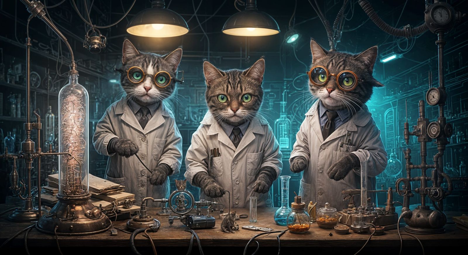 Cats as Mad Scientists in Laboratory