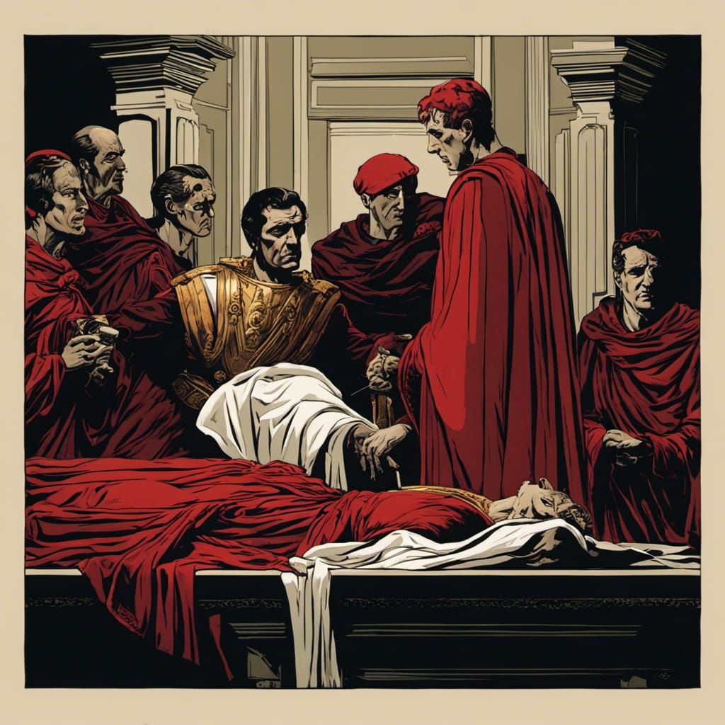 Julius Caesar Assassination: Eerie Magazine Style Illustrati...