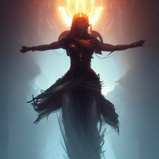 Electricity Goddess in Dark Fantasy Concept Art