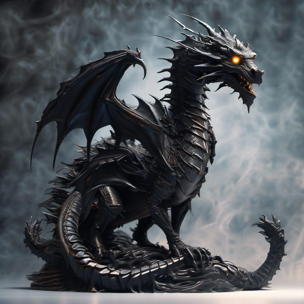 Glowing Wispy Dragon in Hyperrealistic Detail