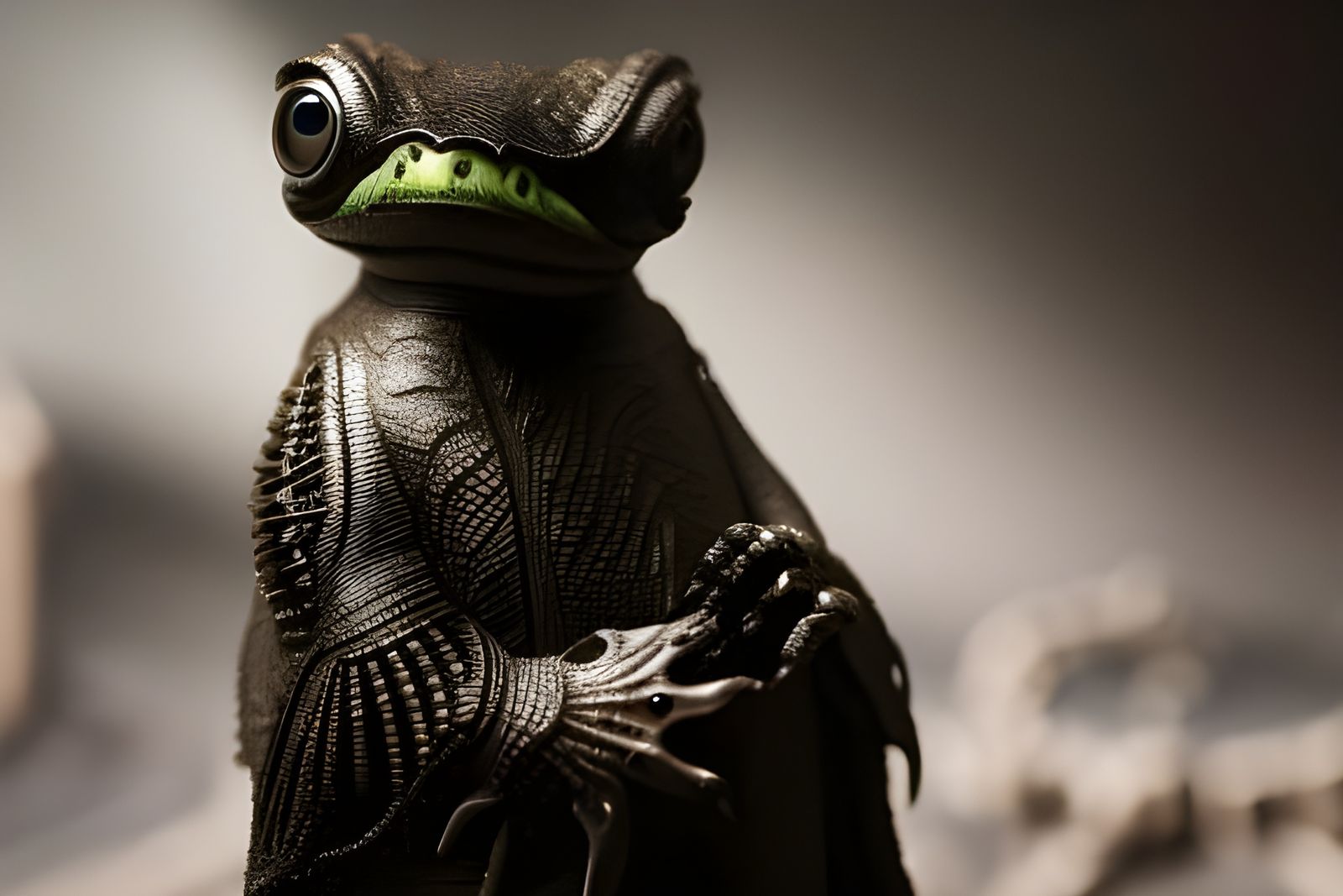 Film Noir Frog Portrait Inspired by Giger