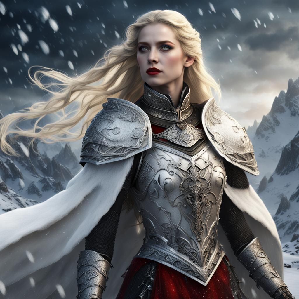 Goddess of the Snowy Battlefield: Fantasy Art