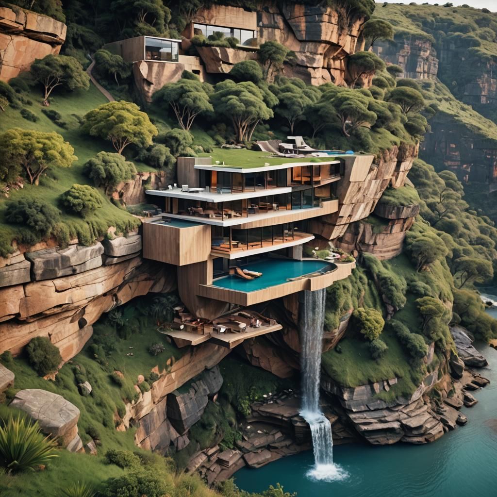 Impossible Cliffside House by Watering Hole