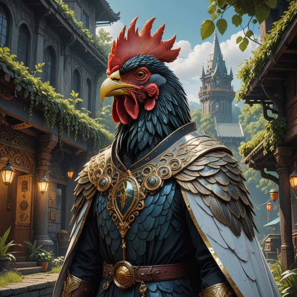 Whimsical Cleric in Golden-Lit Courtyard with Adorable Orpha...