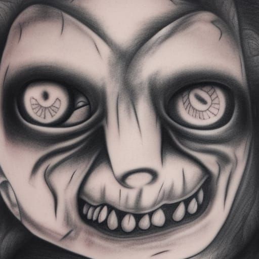 Scary face tattoo