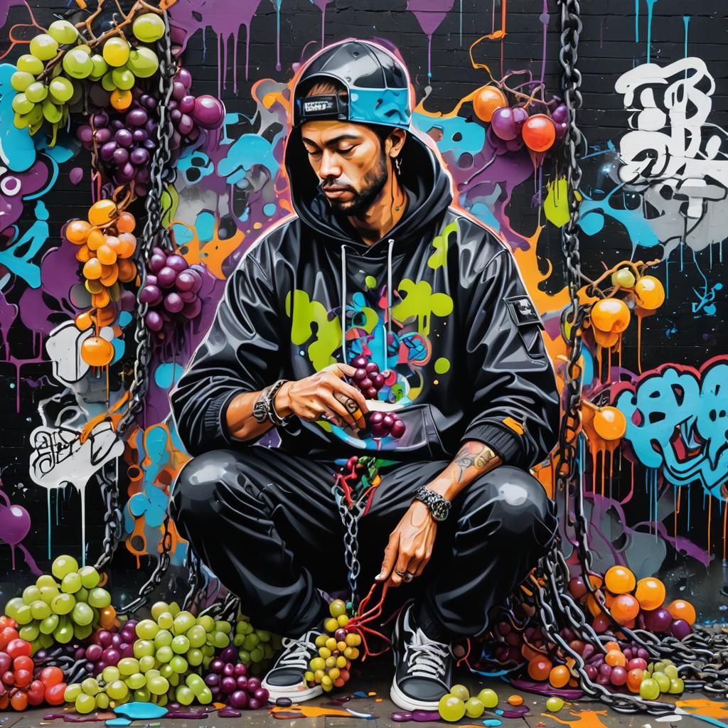 Street Art with Dripping Paint and Urban Graffiti