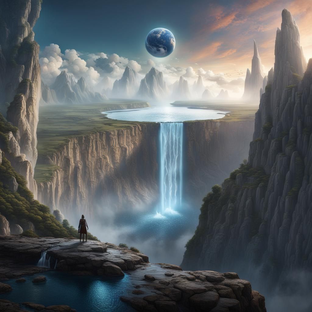 Waterfall at World's End: Fantasy Digital Art