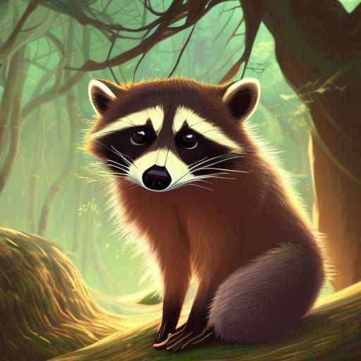 Raccoon Portrait in Whimsical Anime Style