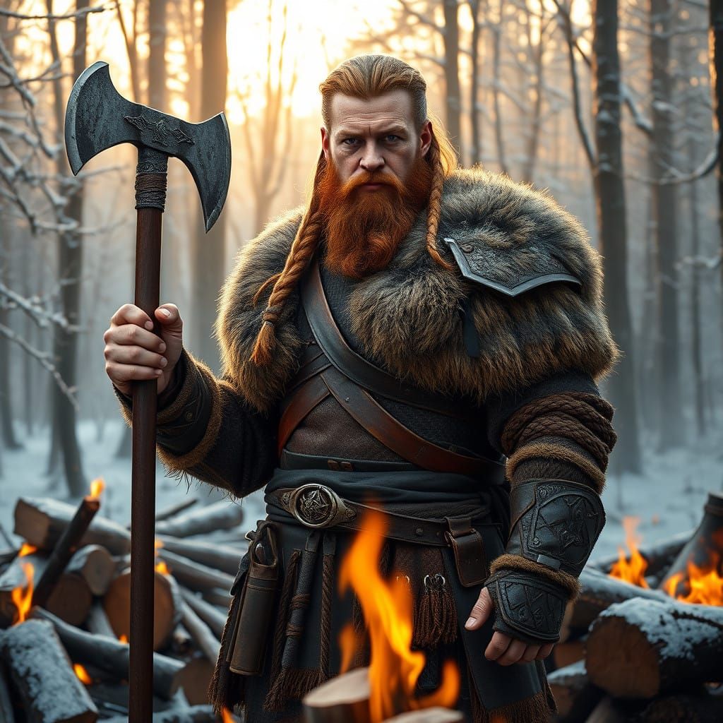 Viking Warrior in Cinematic Matte Painting Style