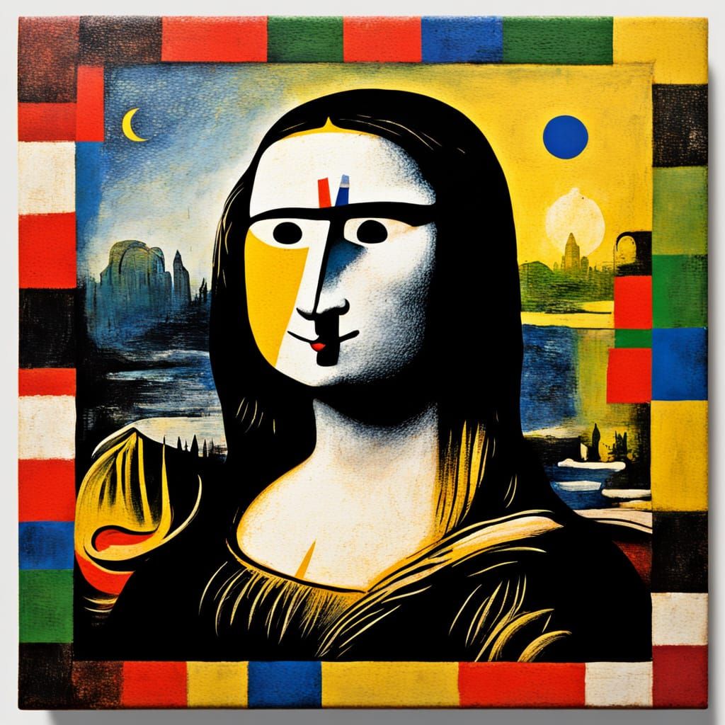 Mona Lisa in the Style of Joan Miró