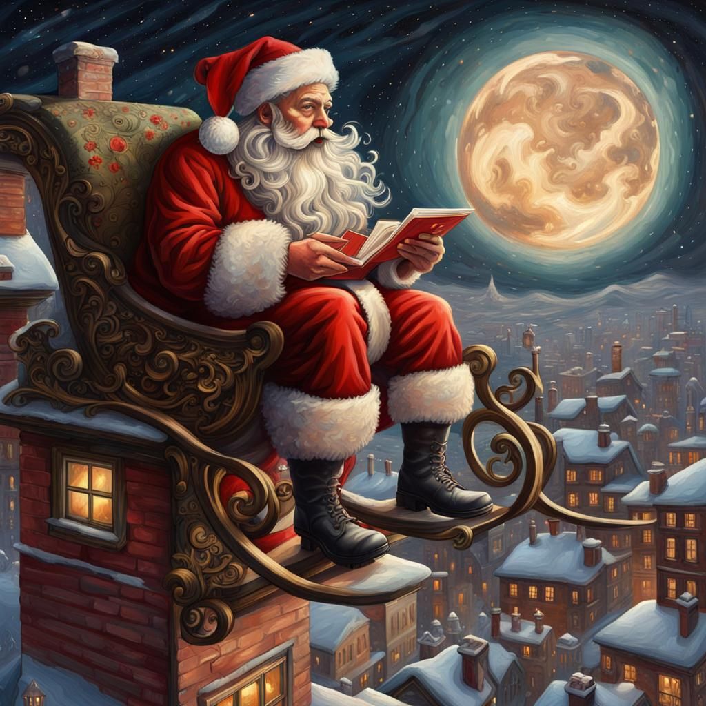 Futuristic Santa Claus in Rococo Hyperwave Style