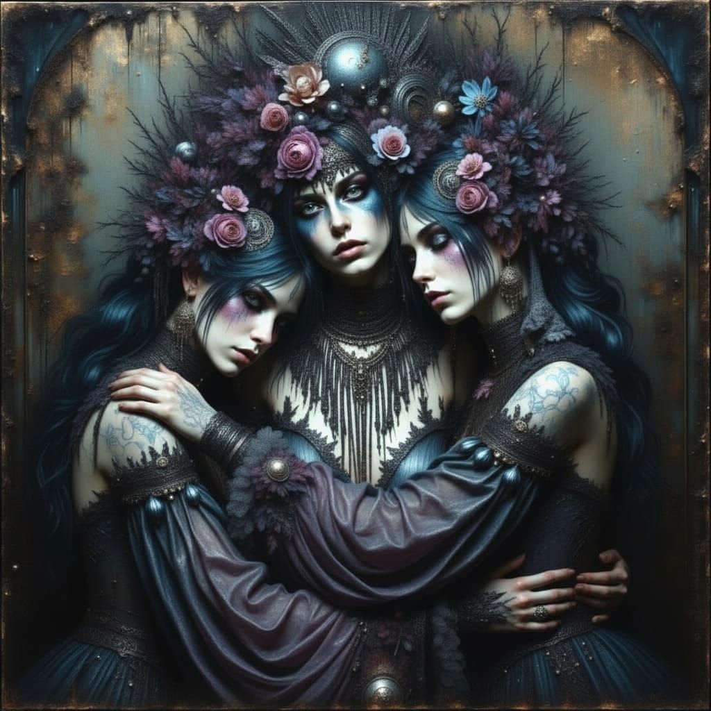 Gothic Fairy in Renaissance Oil Painting Style