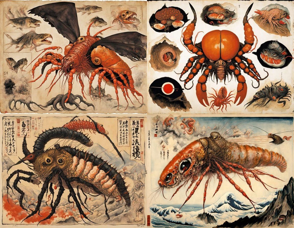 Japanese Surrealist Art: Grotesque Hybrid Creature
