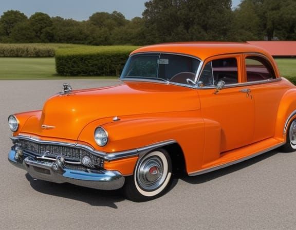 Old-fashioned Orange Oldsmobile AI Image
