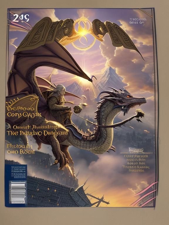 Dragon Flying Above Gondolin at Sunset