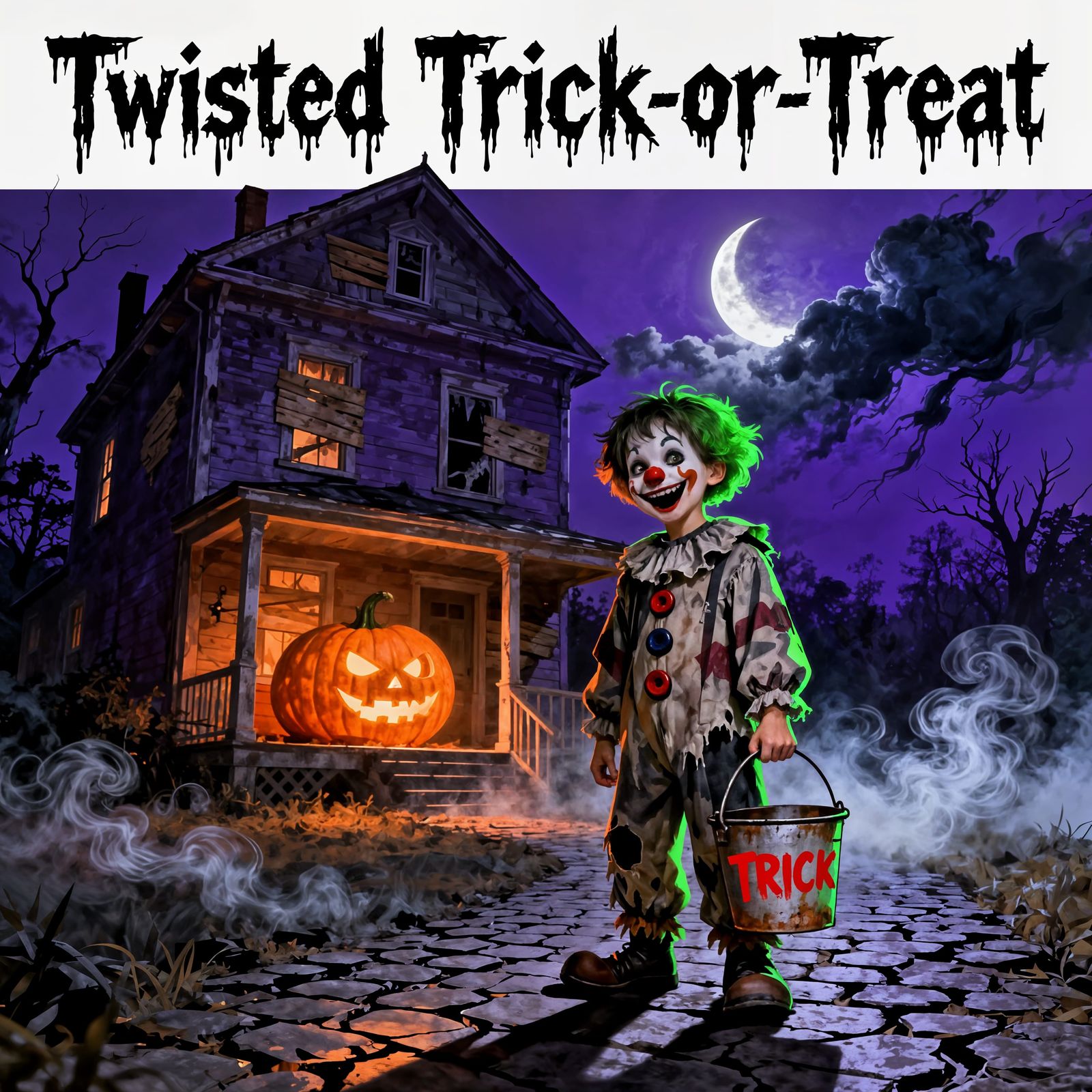 Twisted Trick-or-Treat Scene on Spooky Night
