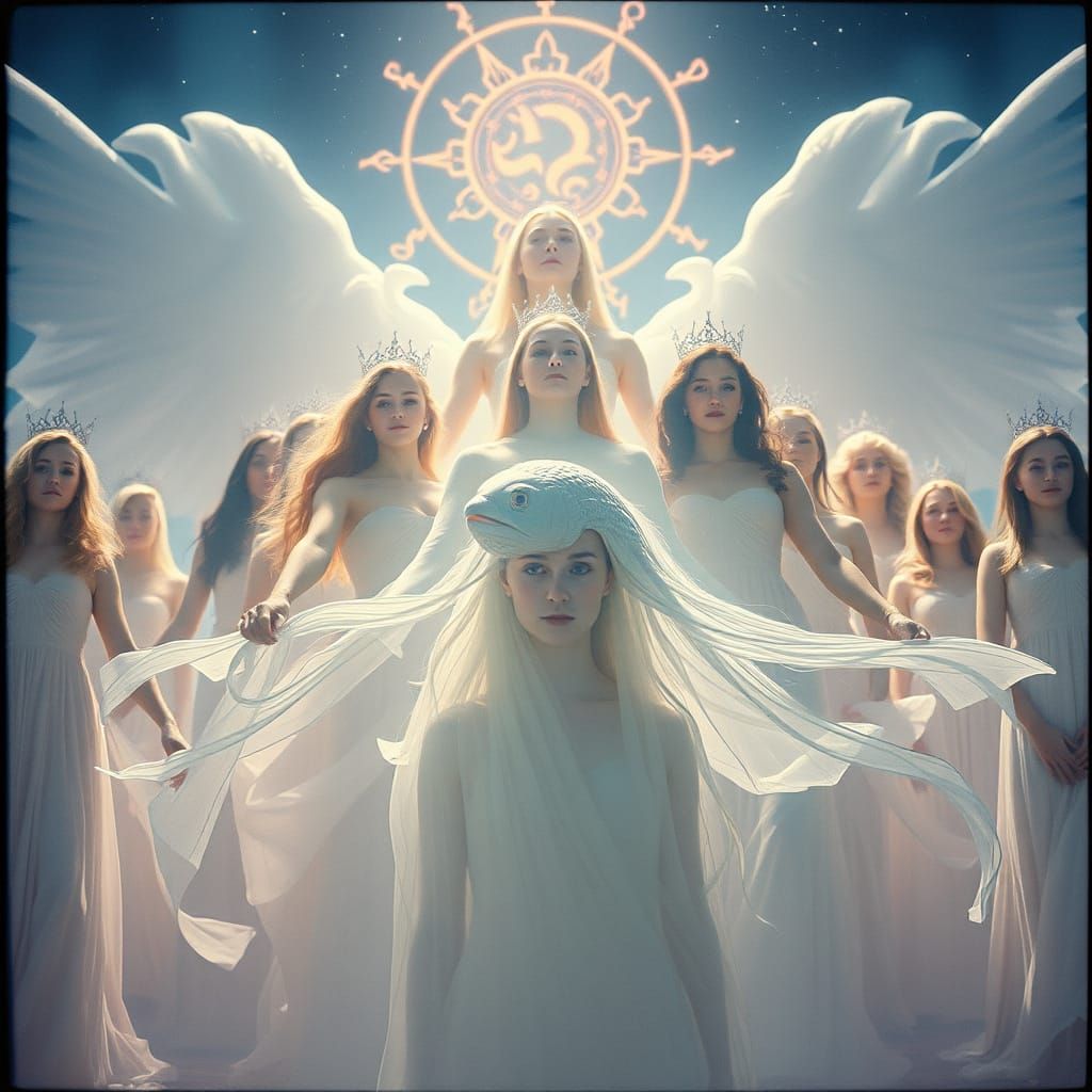 Ethereal Zodiac Convergence in Film Noir Style