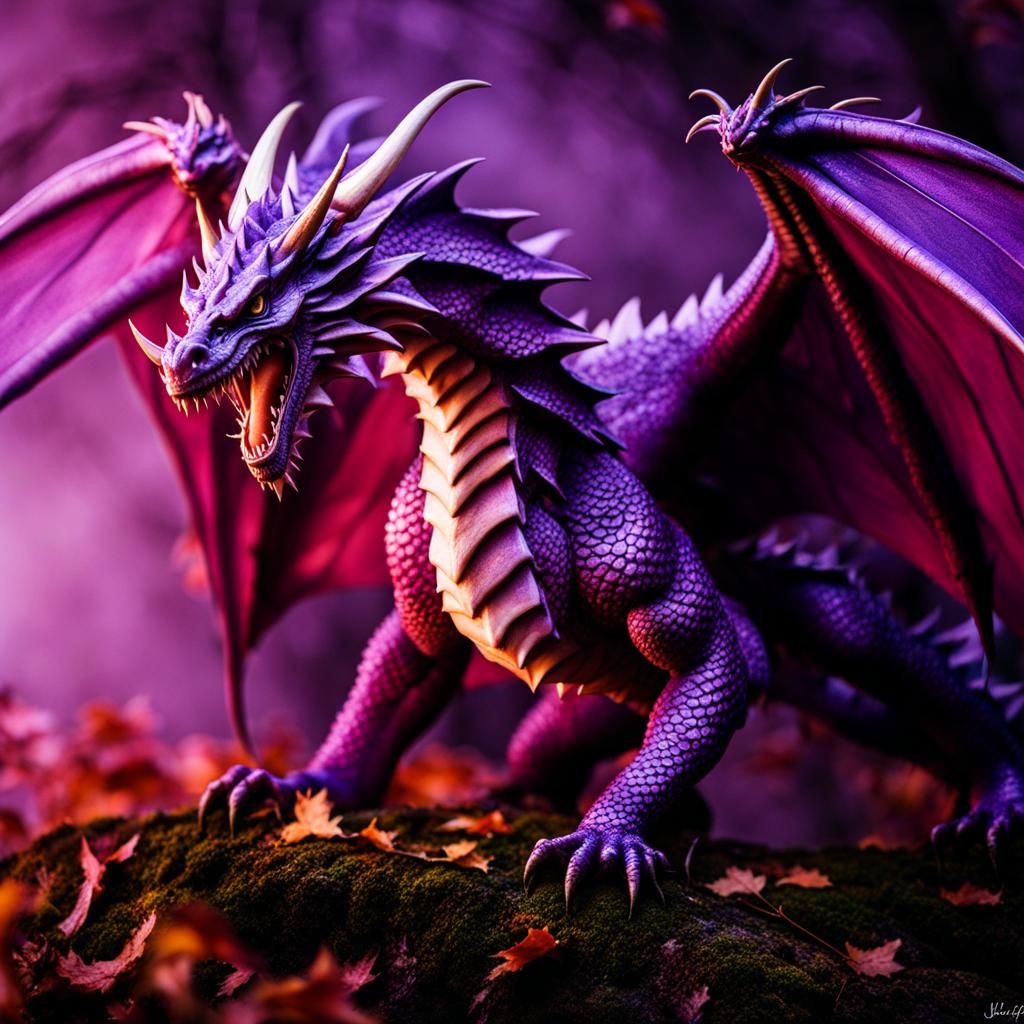 Winged Dragon Snarling, Autumn Light, High Quality