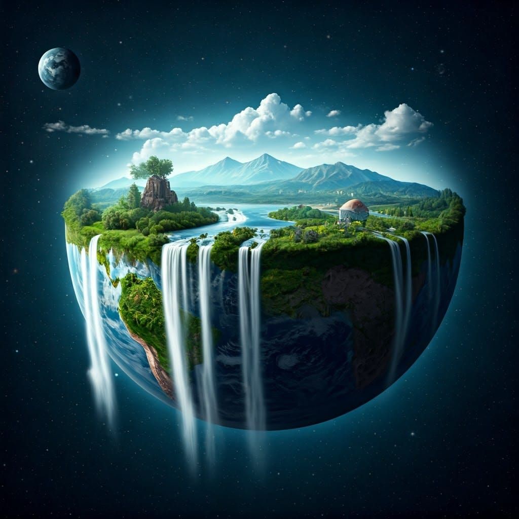 Anthropomorphic Flat Earth: Waterfalls into Space