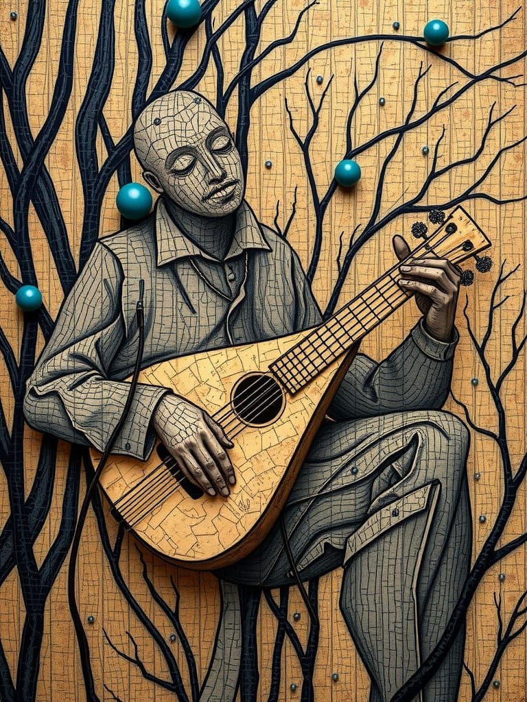 Mysterious Neo-Organic Fauvist Masterpiece of a Kantele Play...