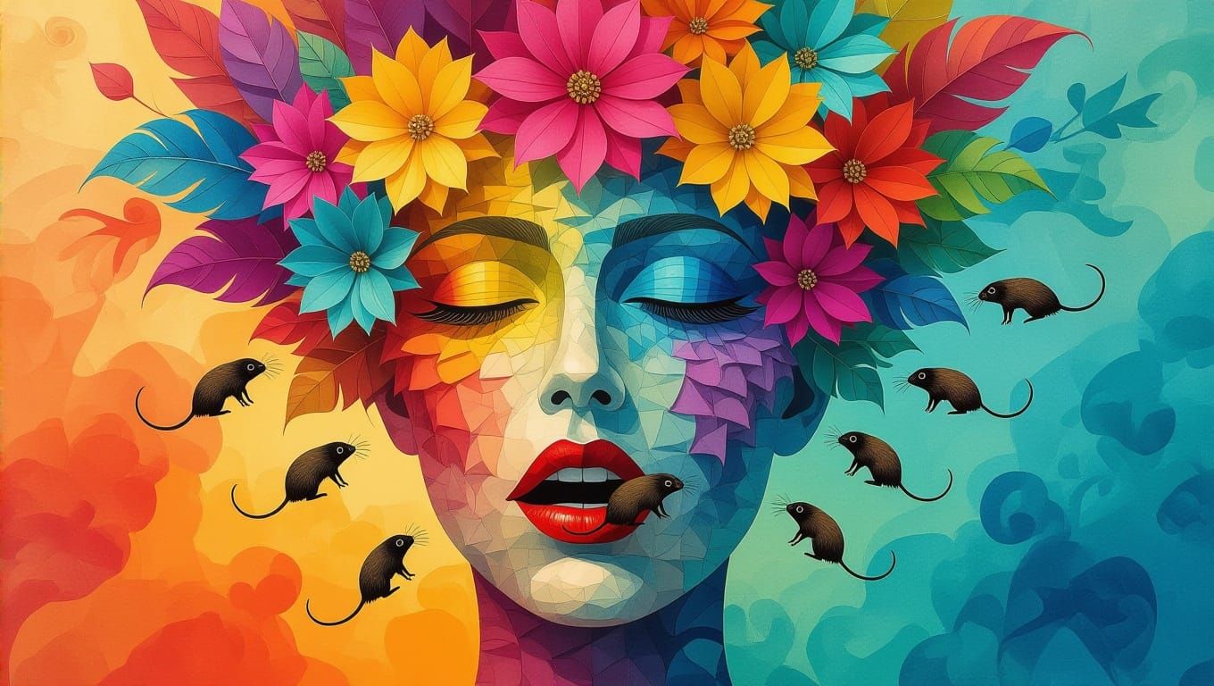 Surreal Cityscape Portrait with Lemmings