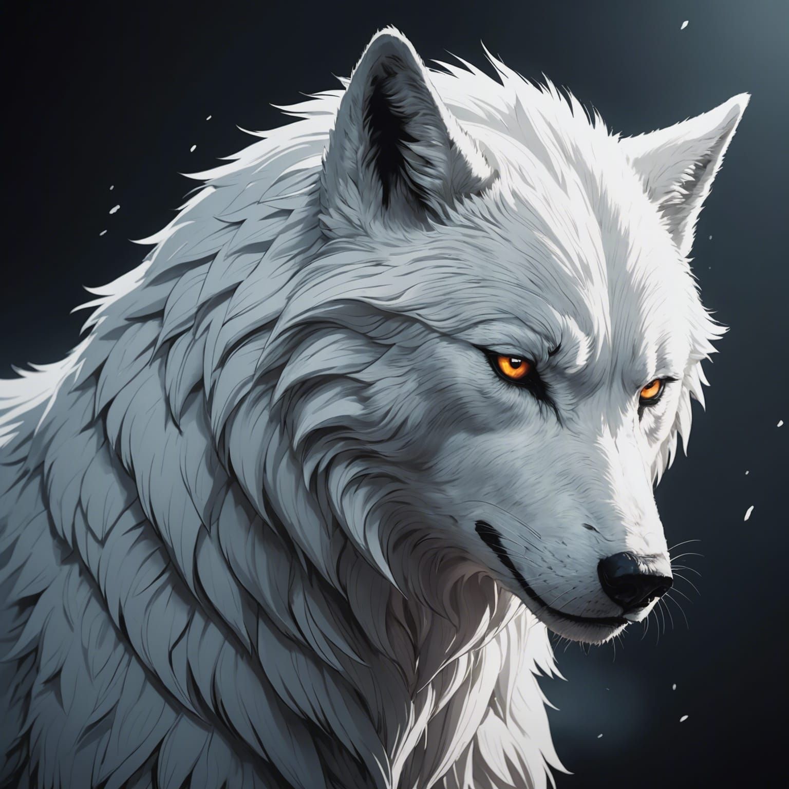 White Wolf in Anime Style