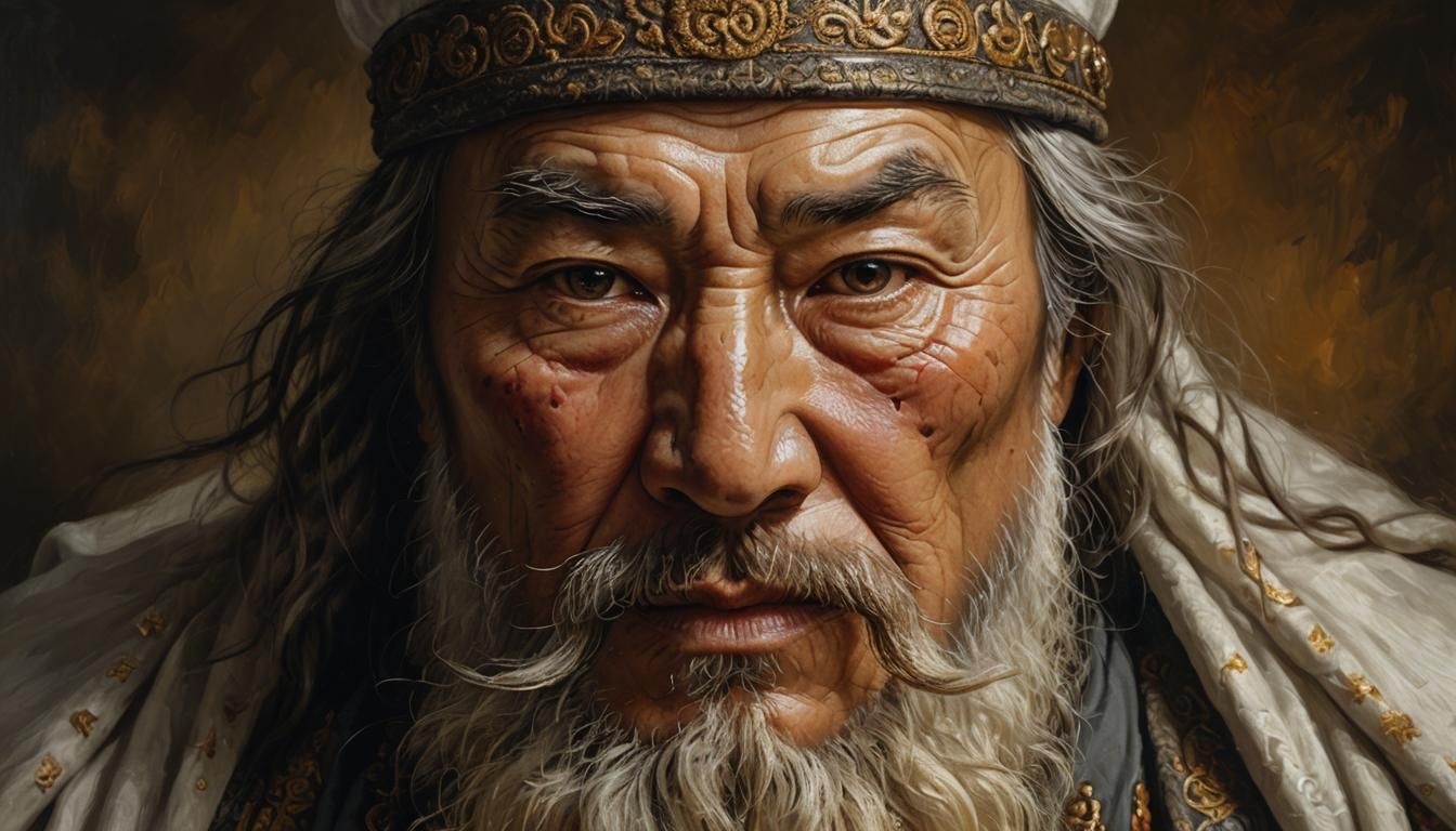 Genghis Khan Portrait with Rembrandt Lighting as Oil Paintin...