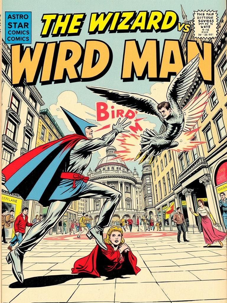 The Wizard v. The Bird Man: 1970s Comic Cover