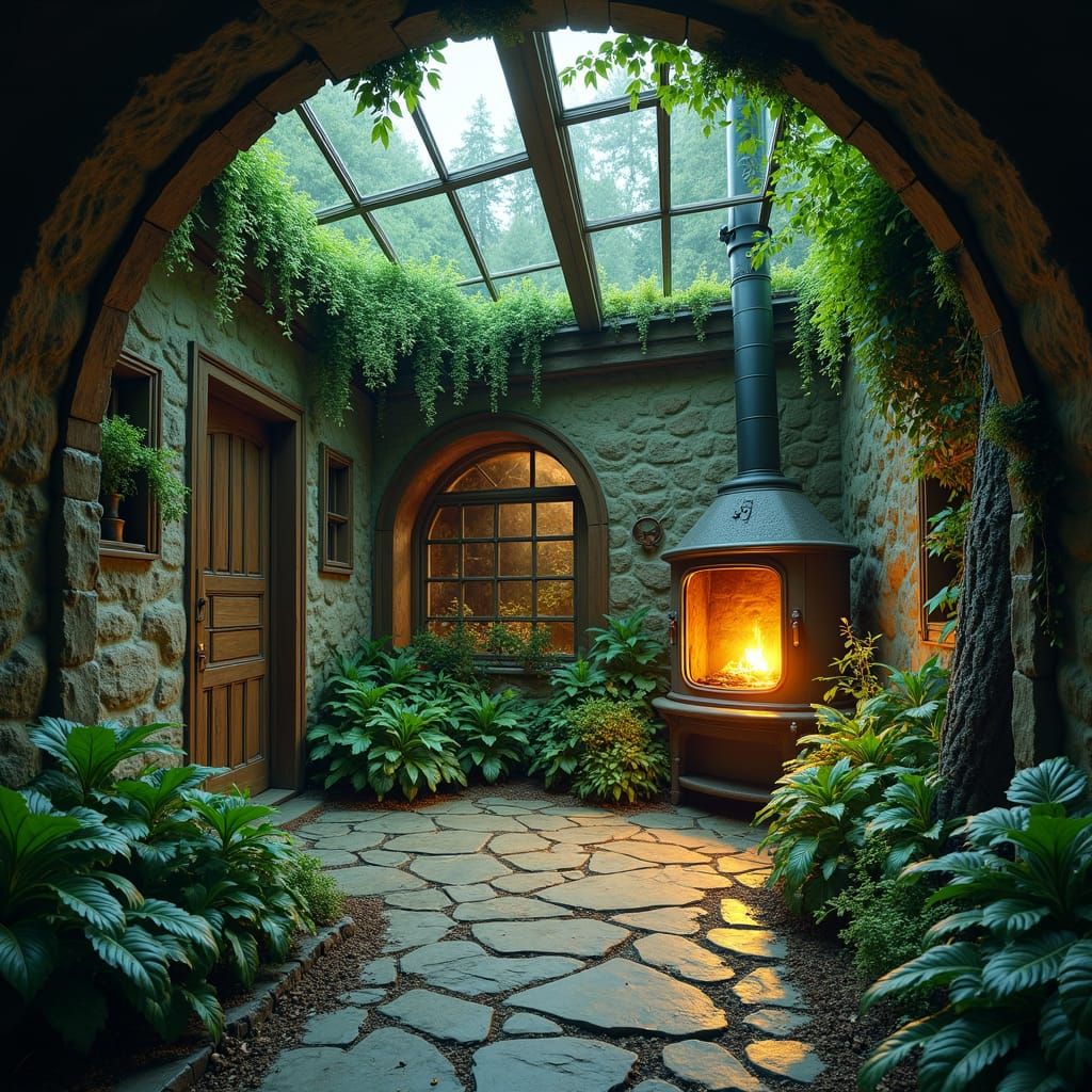 Underground Greenhouse with Glowing Plants