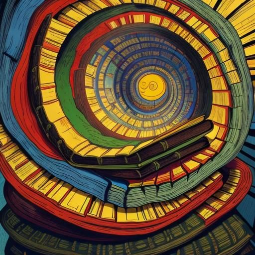 Disturbing Zombie Librarian in Art Brut Style