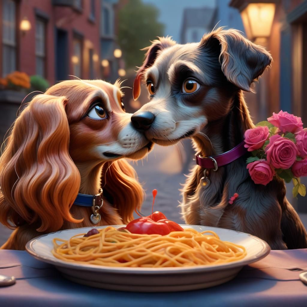 Lady and the Tramp: A Whimsical, Colorful Scene