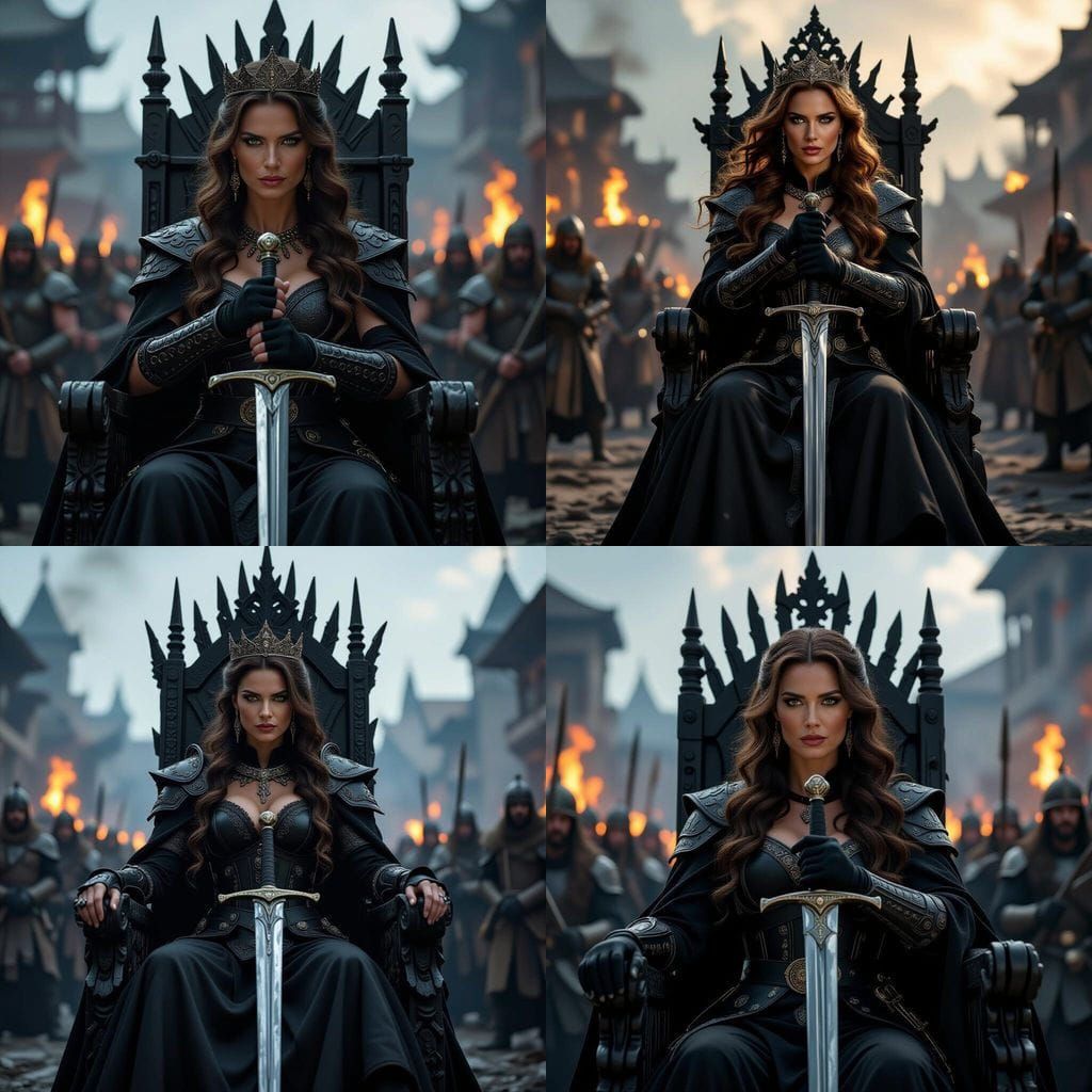 Regal Warrior Queen on Skeletal Throne