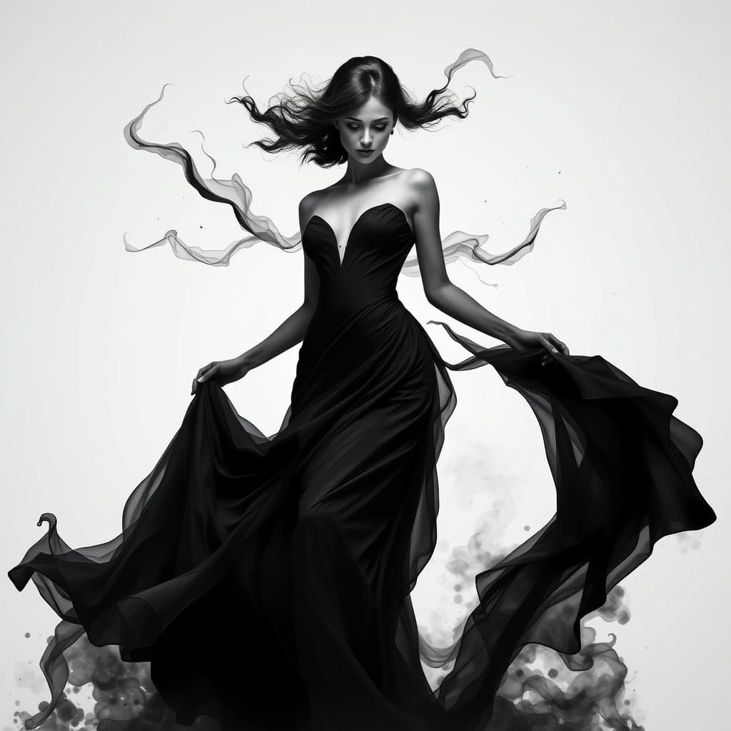 Monochromatic Elegance Captured in a Dreamlike Scene