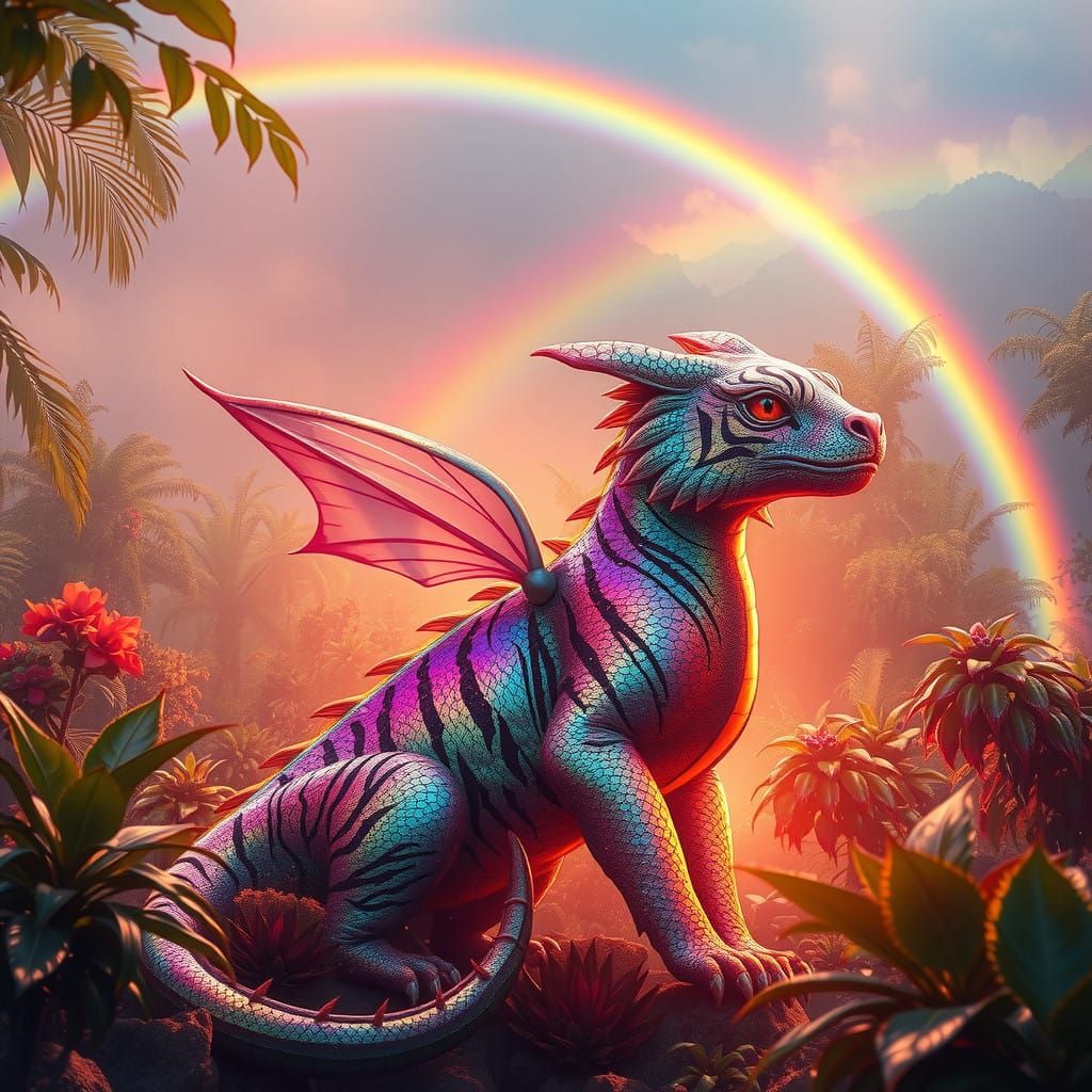Vibrant Jungle Dragon in a Kaleidoscope of Colors