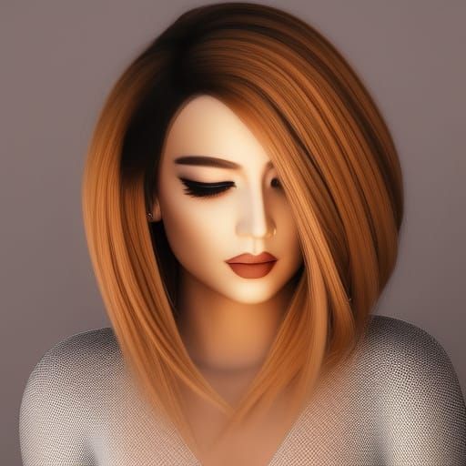 Blonde Woman Portrait in Geometric Abstract Style