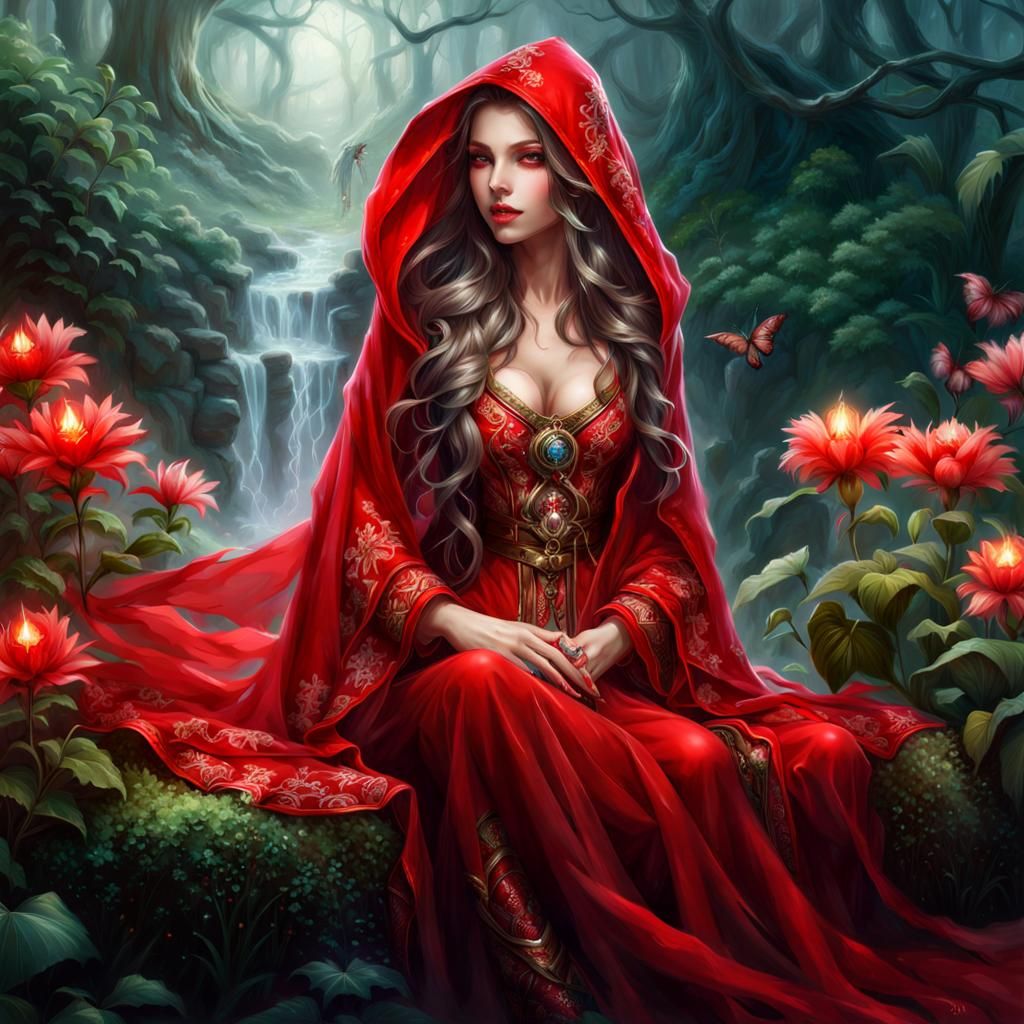 Enchantress Emerging from Waterfalls in Splash Art