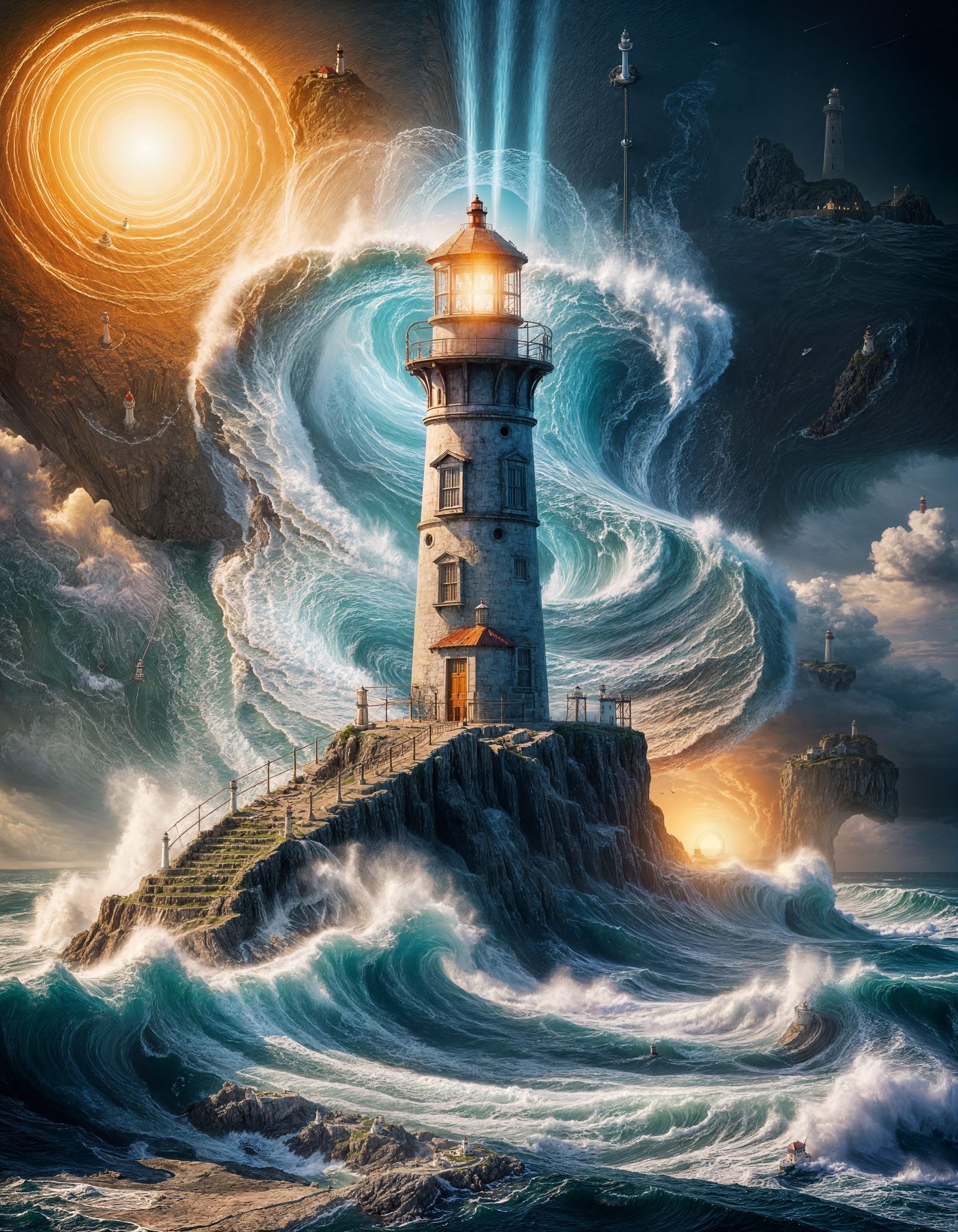 Surreal Lighthouse Floating in a Dreamscape
