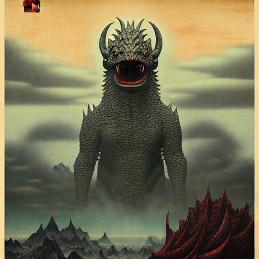 Detailed Kaiju Monsters as Matte Painting