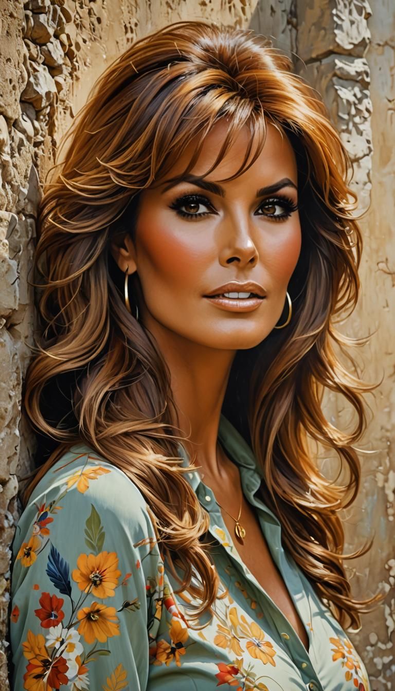 Raquel Welch Impressionist Portrait in Vivid Colors