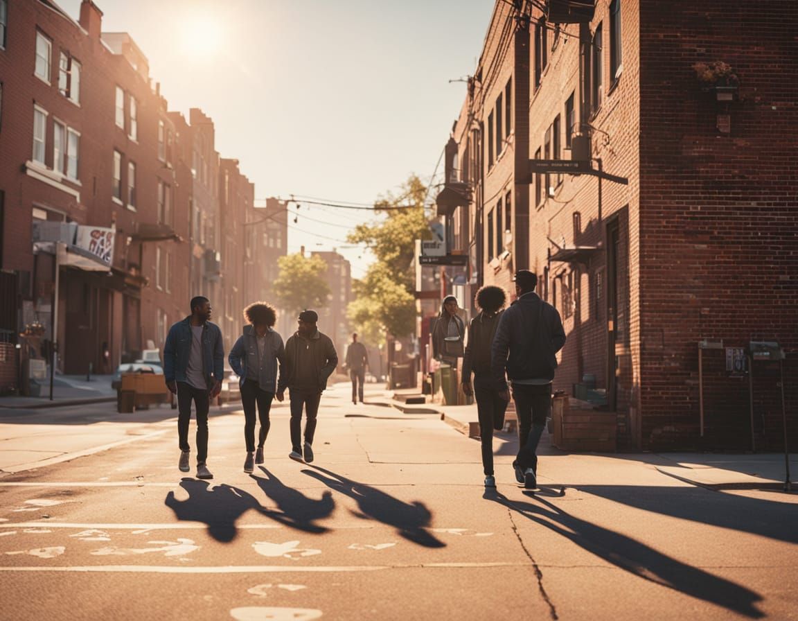 Warm City Streets in a Black Neighborhood