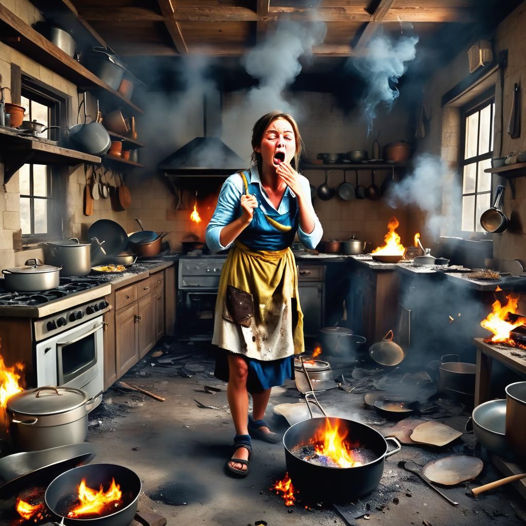 Kitchen Catastrophe: A Dinner Disaster Scene