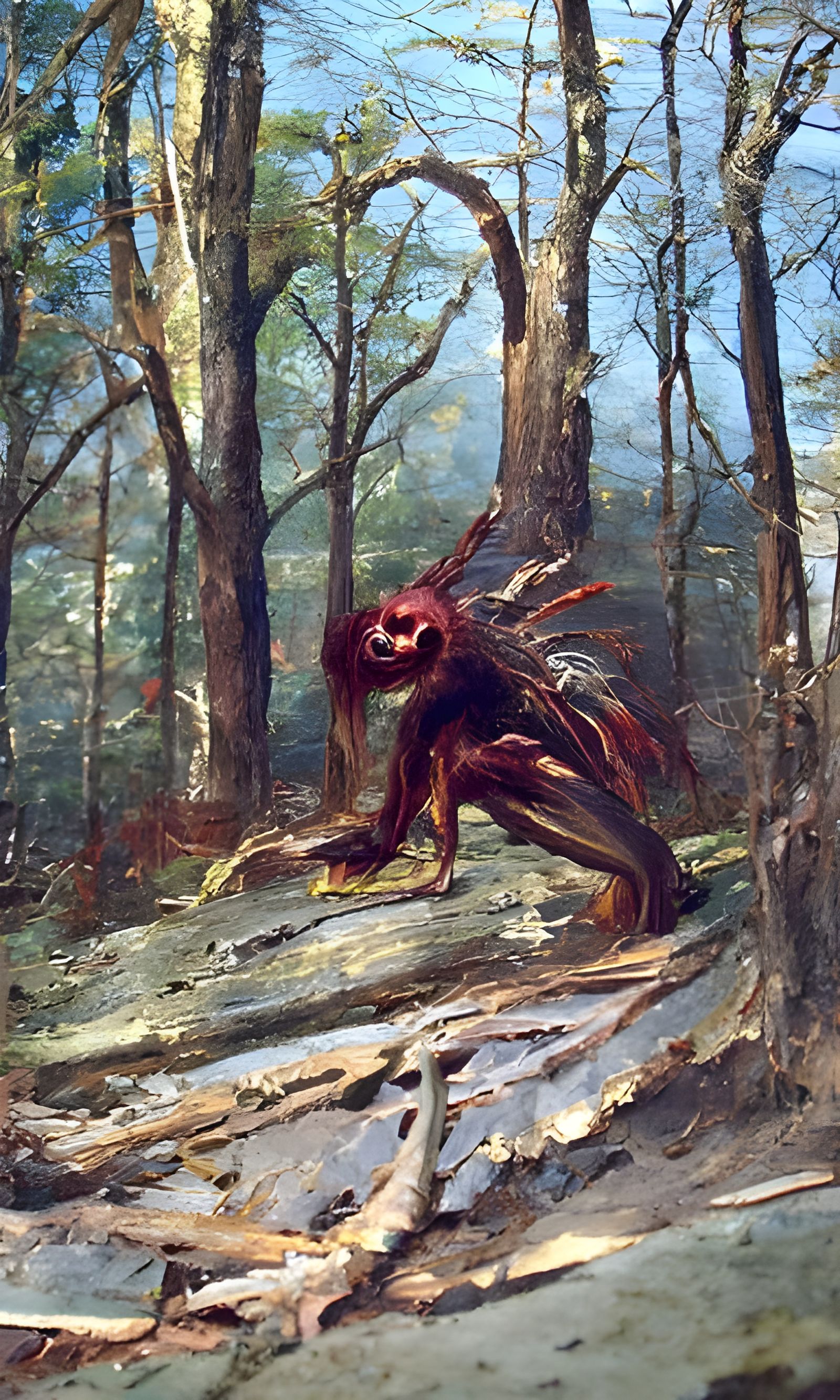 Creepy Forest Creature in Luminist Style