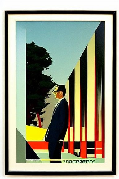 Retro Sci-Fi Solar Landscape in Mid-Century Style