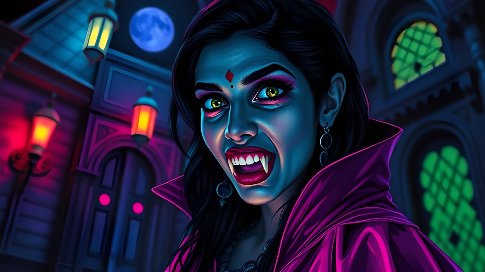 Fluorescent Dravidian Vampire in Haunted House