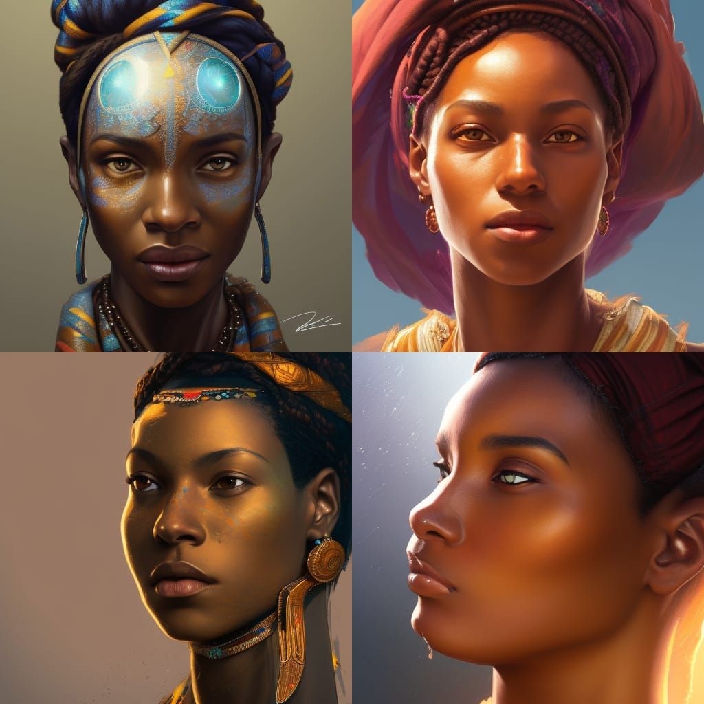 Nubian Woman Portrait in Hyperdetailed Style