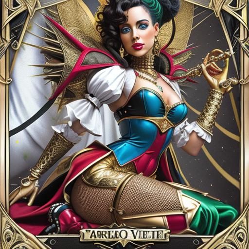 Harlequin Portrait in Rider-Waite Tarot Style