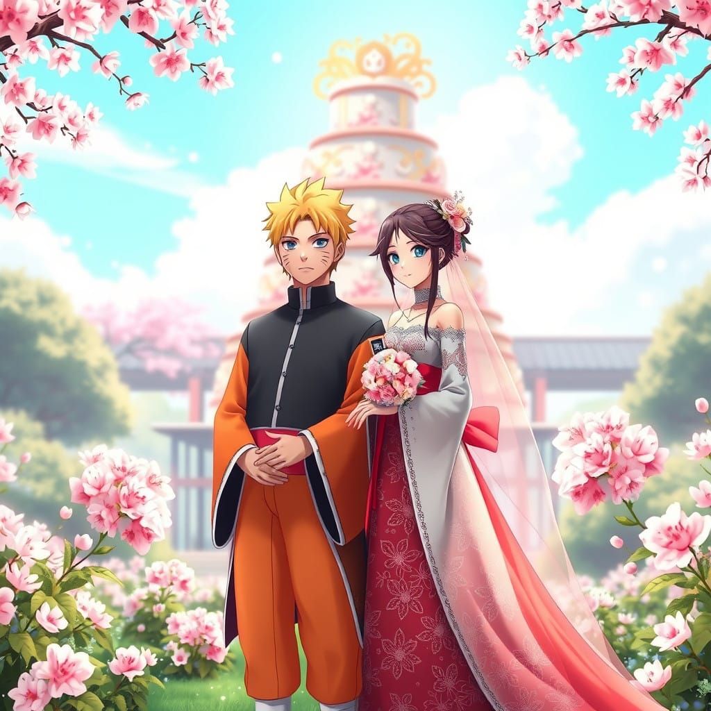 Naruto and Hinata in Traditional Japanese Wedding Attire, Ch...