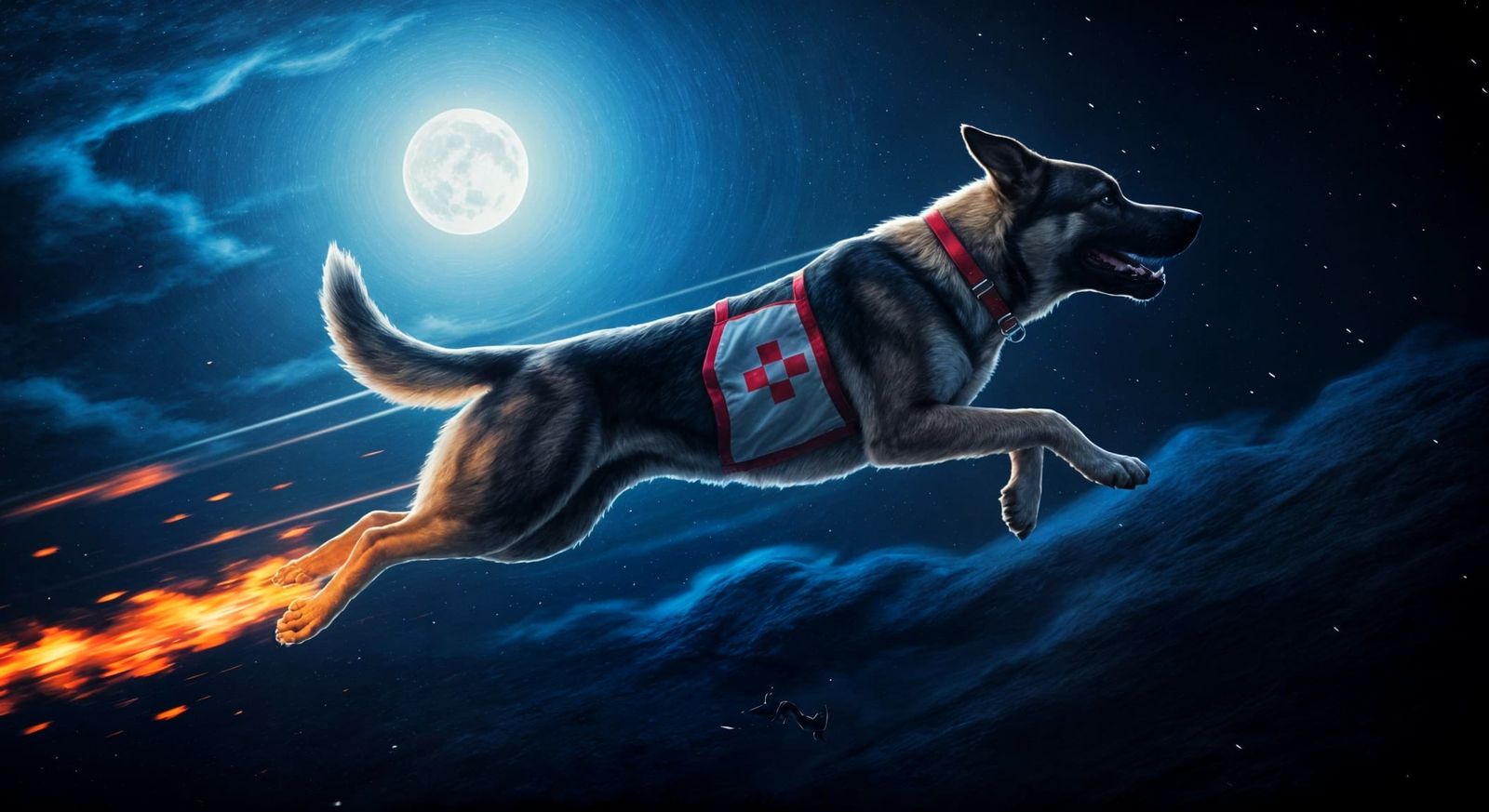 Ethereal Rescue K9s Fly Under the Moonlit Night